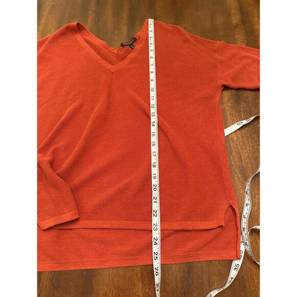 Banana Republic Women's Rust Orange V-Neck Cotton Knit Sweater Blouse Medium - Picture 4 of 8